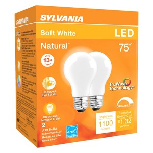 Sylvania Natural A19 E26 (Medium) LED Bulb Soft White 75 Watt Equivalence 2 pk - 1 of 1