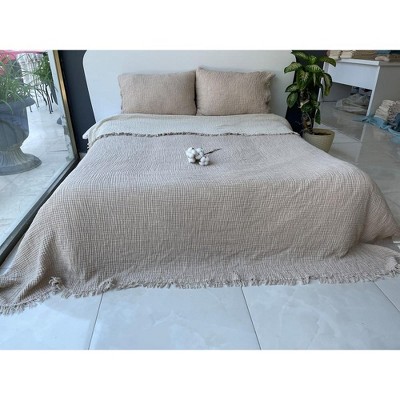 Sussex Home Muslin Blanket 4 Layers, Soft Bedspread, 100% Turkish Cotton Muslin Bed Cover, Reversible Coverlet, Mink, 91x95, Queen Size — фото 3