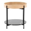 Daniella Contemporary End Table in Black Metal and Natural Wood with Black Marble Accent by LumiSource - 2 of 4