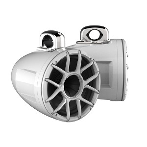 Wet Sounds REV 12 HD 12" Horn Loaded Compression Driver Tower Speakers with XZ Grills & Stainless Fixed Clamps , 400 Watts RMS, White, Pair - 1 of 4