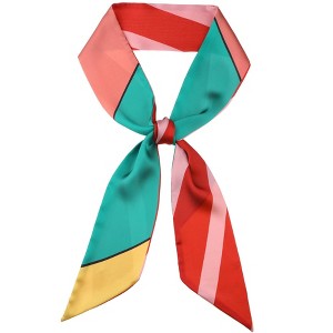 INSPIRE CHIC Women's Striped Printed Skinny Long Satin Silky Neck Scarves 1Pc - 1 of 4