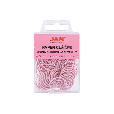 JAM Paper Colored Circular Paper Clips Round Paperclips Baby Pink 2187132B