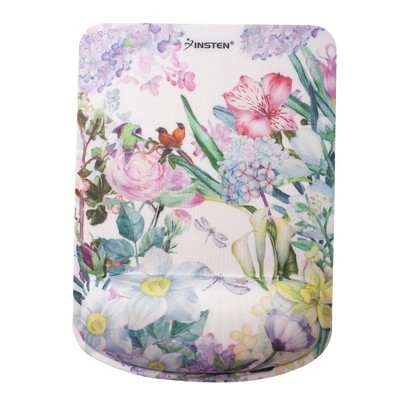 Insten Floral Mouse Pad with Wrist Support Rest, Ergonomic Support, Pain Relief Memory Foam, Non-Slip Rubber Base, Rectangle