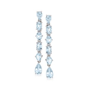 Ross-Simons 5.30 ct. t.w. Aquamarine Linear Drop Earrings in Sterling Silver - 1 of 4