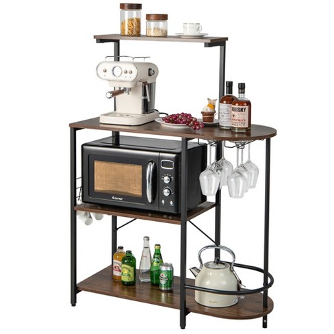 Costway 3-tier Kitchen Baker's Rack Microwave Oven Storage Cart W/ Hook  Charcoal : Target