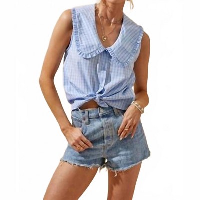 Women's Plaid Big Collar Top - day + moon