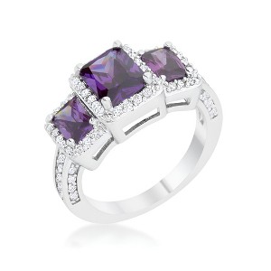 Slickblue Radiant 2.3 Ct. Amethyst/Emerald Trio Cocktail Ring for Women, with Clear Accents, Sizes 5-10 - 1 of 4