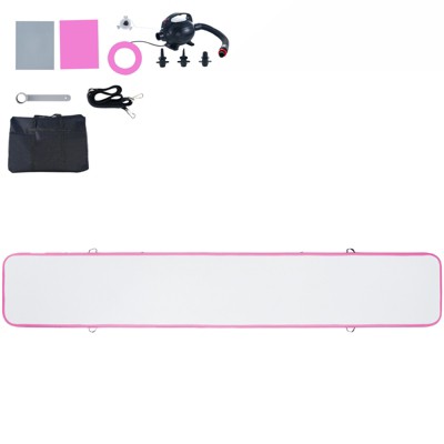 VEVOR Gymnastics Air Mat, 4 inch Thickness Inflatable Gymnastics Tumbling Mat, Tumble Track with Electric Pump, Training Mats, 20 ft, Pink