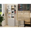 AndMakers 73.03 in. Tall Antique White 3-Shelf Standard Bookcase with 3 Drawers - 3 of 4