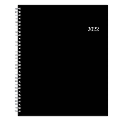 2022 Planner 8.5" x 11" Weekly/Monthly Wirebound Flexible Cover Black - Blue Sky