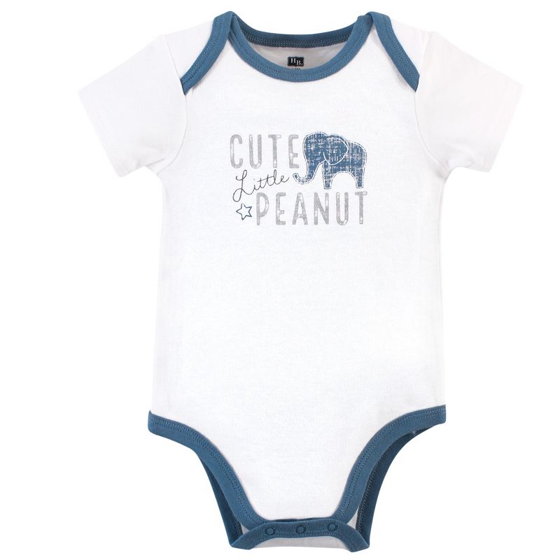 Hudson Baby Infant Boy Cotton Bodysuits 3pk, Blue Elephant, 5 of 6