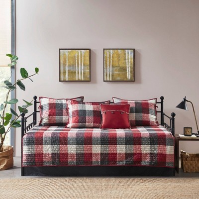 Red and Black Plaid Reversible Daybed Cover Set