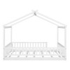 TIRAMISUBEST Twin/Full Size Wood Bed House Bed Frame with Fence and Guardrails, Kids Floor Bed Montessori Bed Platform Bed with Wood Slats Support - 3 of 4