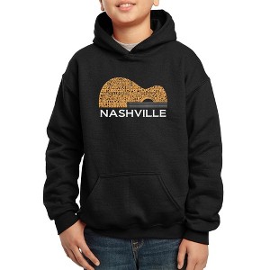 LA Pop Art Nashville Guitar - Boy's Word Art Hooded Sweatshirt - 1 of 4