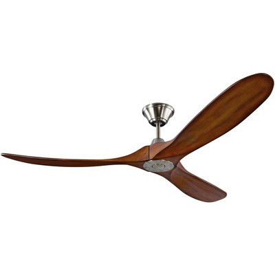 60" Monte Carlo Maverick Brushed Steel Koa Ceiling Fan