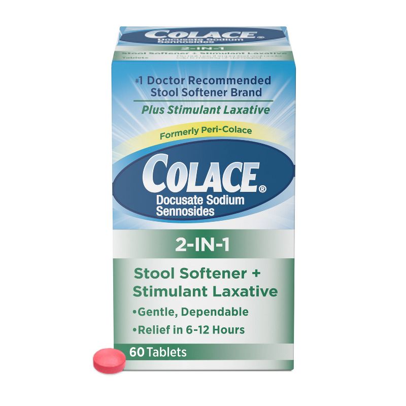Colace 2-IN-1 Stool Softener + Stimulant Laxative - 60ct, 1 of 6