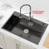 Cobbe Black 30" Multifunctional Drop-in Workstation Kitchen Sink, Stainless Steel Modern Single Bowl Kitchen Sink with Accessories - 3 of 4