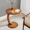Syemin End Tables C-Shaped Round End Table Small Sofa Side Table for Living Room or Bedroom, Retro Boho Nightstand, Brown, 18.9"*18.9"*23.62" - 2 of 4