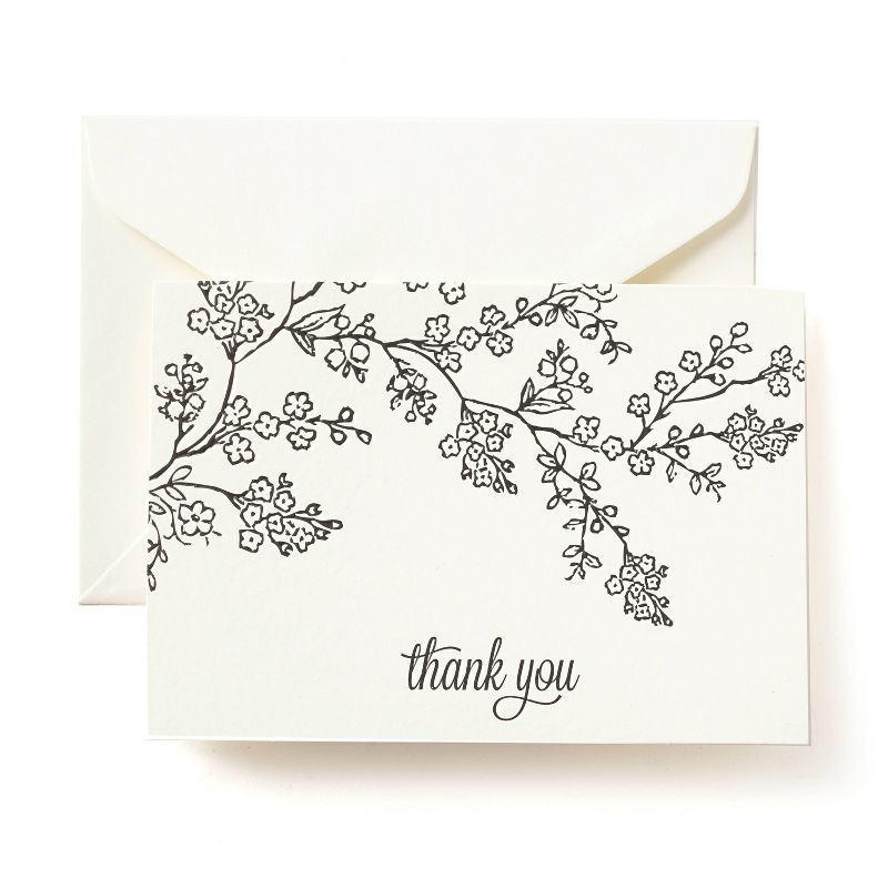 50ct Blank Thank You Cards Floral, 1 of 4