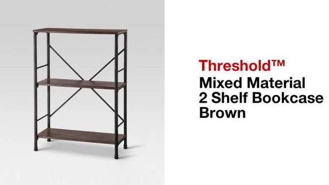 37.8" Mixed Material 2 Shelf Bookcase Brown - Threshold&#8482;, 2 of 5, play video
