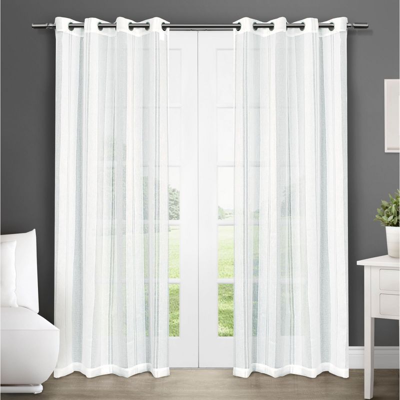 Exclusive Home Apollo Sheer Grommet Top Curtain Panel Pair, 50"x96", Winter White, 1 of 4
