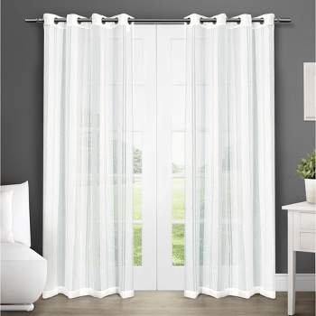 Exclusive Home Apollo Sheer Grommet Top Curtain Panel Pair, 50"x96", Winter White