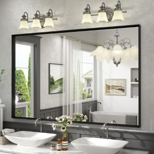 Apmir High-Strength Tempered Glass and Aluminum Alloy Framed French Cleat Mounted Wall Decor Bathroom Vanity Mirror with 5-Year Warranty - 1 of 4