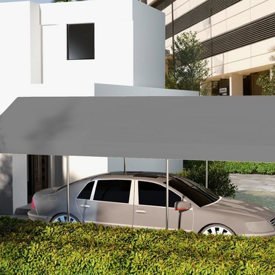 Dark Gray Polyethylene Carport Canopy Replacement Cover with Bungee Cords