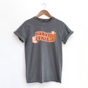 Simply Sage Market Women's Howdy Pumpkin Boots Short Sleeve Garment Dyed Tee - 1 of 2