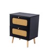 Cesicia 2-drawer Rattan Nightstand for Bedroom, Side Table with 2 Hand Made Rattan Decorated Drawers - 2 of 4
