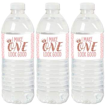 Big Dot of Happiness 1st Birthday Little Miss Onederful - Girl First Birthday Party Water Bottle Sticker Labels - Set of 20