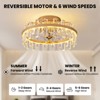 Ludomide 19" Modern Crystal Flush Mount Ceiling Fan with Lights and Remote, Luxury Gold Crystal Cage Low Profile Ceiling Fan for Bedroom - 4 of 4