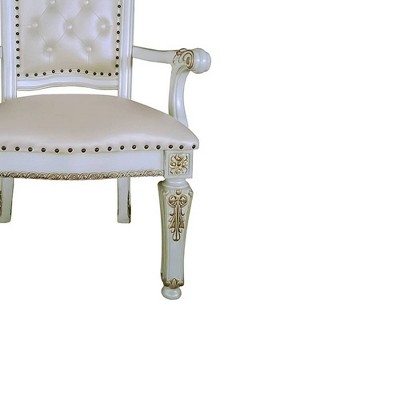Vendome White Leather Executive Chair with Antique Gold Detailing
