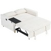 TiramisuBest Beige Corduroy Sofa: Dual-Function Pull-out & Push-in Design, Comes with Movable Tabletop and USB Ports, for Living Rooms and Bedrooms! - 4 of 4