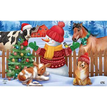 Nourison Christmas Snow Dogs Holiday Indoor Kitchen Entryway Non-skid Mat  Navy 2'x3' : Target