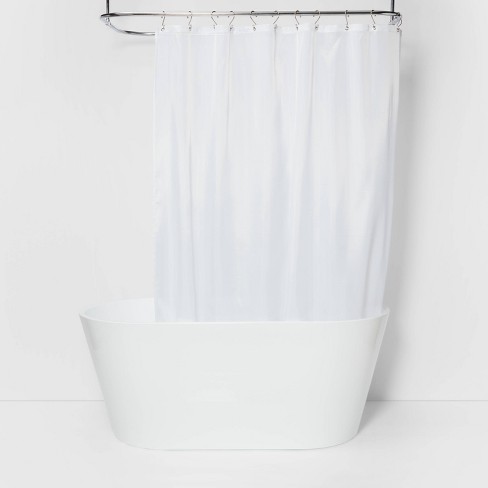 GoodGram Fabric Shower Curtain Liners With Mesh Pockets - White