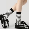 Anna-Kaci Women's 3 Pack Crew Socks Set Ribbed Knit Athletic Stripe and Classic Pattern Casual Everyday Wear - 4 of 4