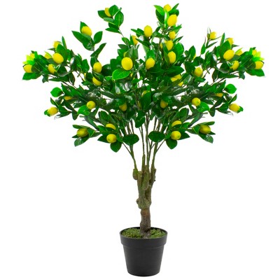 Northlight 45" Potted Green and Yellow Artificial Lemon Tree In a Black Pot