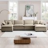 Oversized 150.38" Corduroy Modular U-Shaped Sectional Sofa with Double-Layer Cushions and 2 Ottomans, 6-Piece Free combination Sofa - 3 of 4