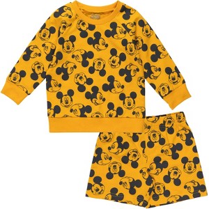 Disney Mickey Mouse Winnie the Pooh Lion King Toy Story Nightmare Before Christmas Baby French Terry Sweatshirt and Shorts Newborn to Infant - 1 of 4