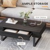 HOMCOM Mid-century Modern Coffee Table with Storage Drawer, Metal Sled Designed Legs and Wood Grain Surface for Living Room, Dark Grey - 4 of 4