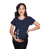 Maternity Baby Bump Footprints T Shirt Funny Cute Graphic Pregnancy Tee - Crazy Dog Maternity T Shirt - image 2 of 4