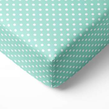 Bacati - Mint Pin Dots 100 percent Cotton Universal Baby US Standard Crib or Toddler Bed Fitted Sheet