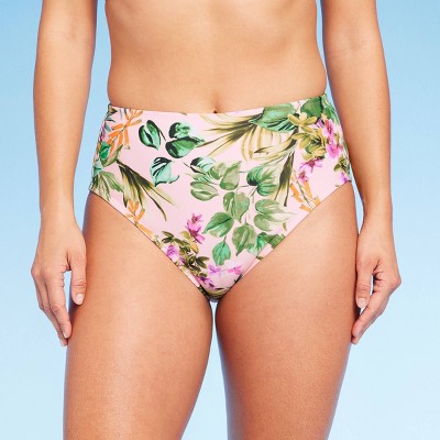 Women's Botanical Floral Print Bikini Bottom - Kona Sol™ Light Pink