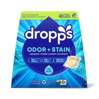 Dropps Laundry Odor & Stain Biobased Detergent Pods - Crisp Breeze - 40ct/12.6oz