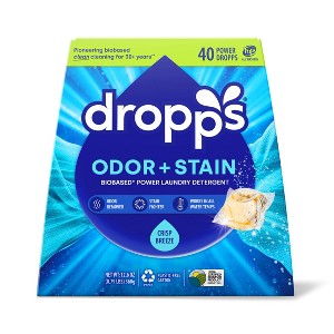 Dropps Laundry Odor & Stain Biobased Detergent Pods - Crisp Breeze - 40ct/12.6oz - 1 of 4