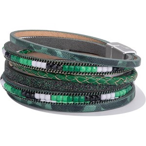 Trendy Layered Boho Leather Wrap Bracelets with Magnetic Clasp, Stackable Bohemian Jewelry Gifts for Women - 1 of 4