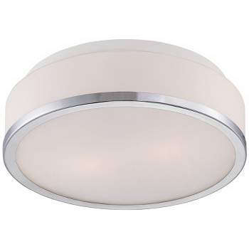 Possini Euro Design Mavis Modern Ceiling Light Flush Mount Fixture 10 1/4" Wide Chrome 2-Light White Opal Glass Shade for Bedroom Kitchen Living Room