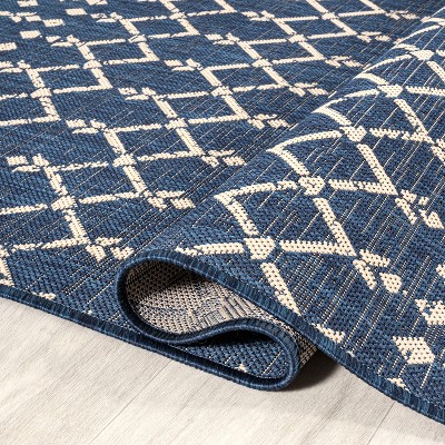 Boho-Chic Moroccan Geometric Black and Gray 8' x 10' Outdoor Area Rug
