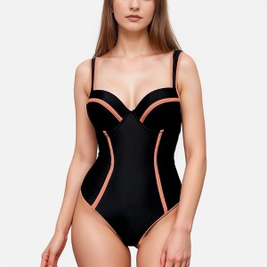 Anna-Kaci Swim Women's One Piece Swimsuit with Colorblock Piping and Molded Underwire Cups - 1 of 4